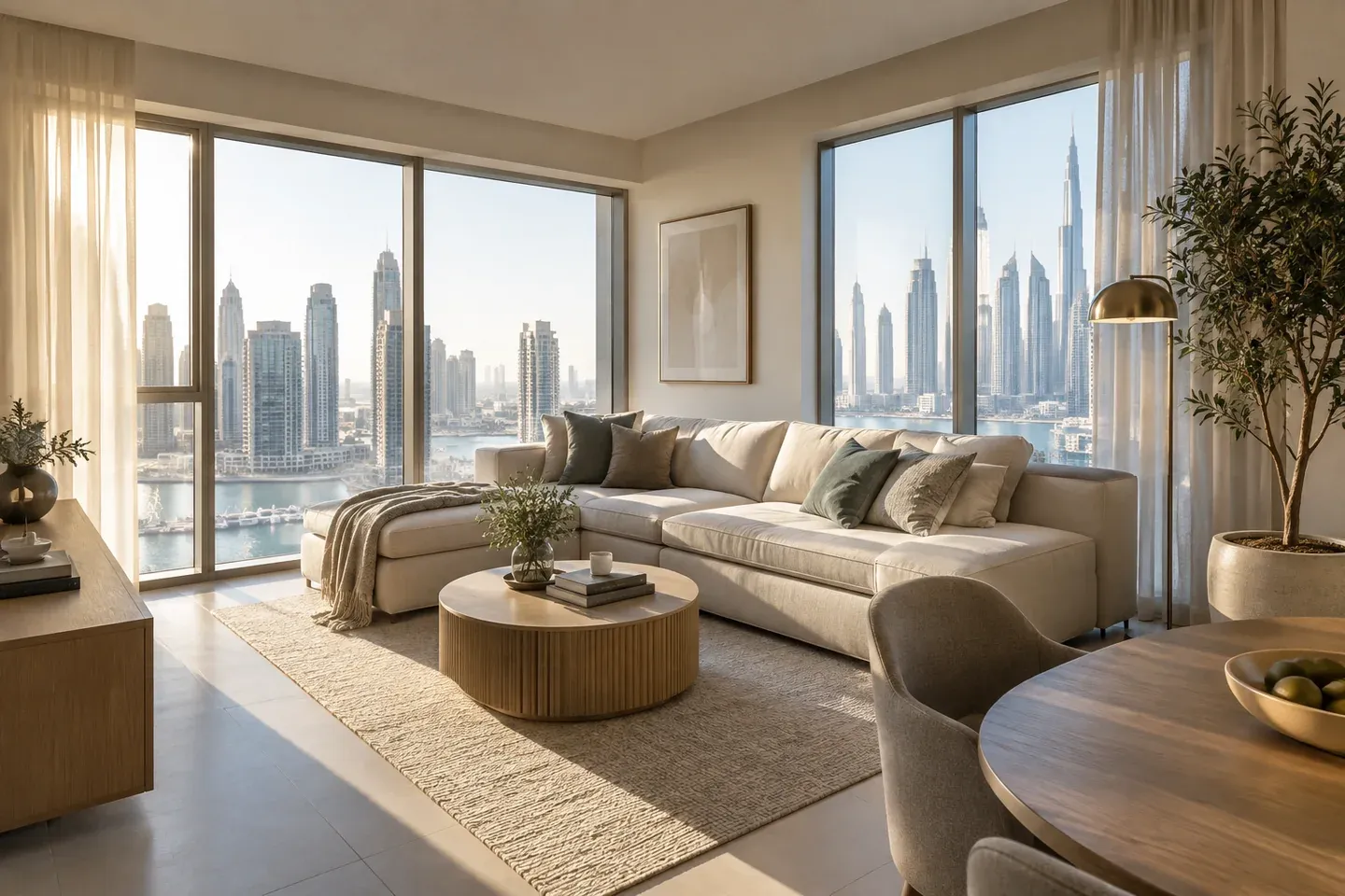 Corner apartment: light, windows and furniture arrangement