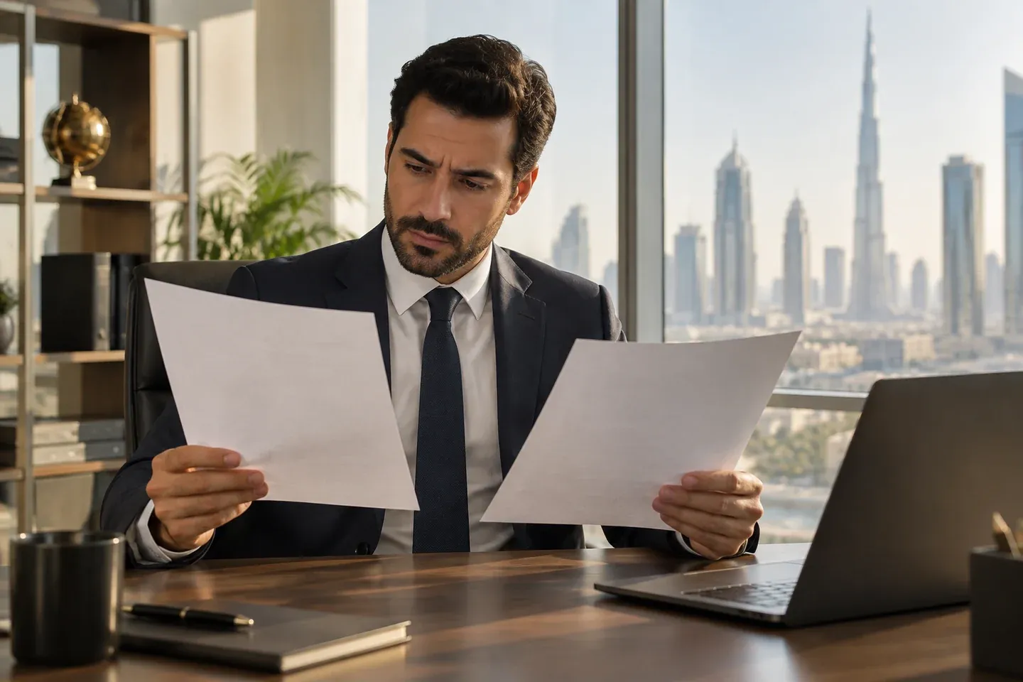 يقوم أحد المتخصصين بمقارنة المستندات مع ظروف العمل